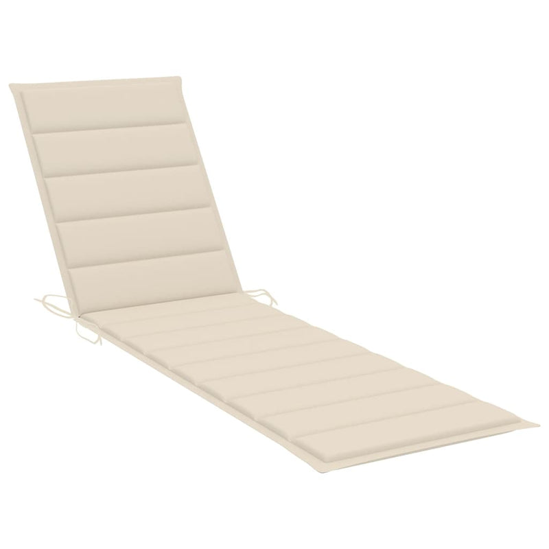 Sun Loungers 2 pcs with Cream Cushion Solid Teak Wood