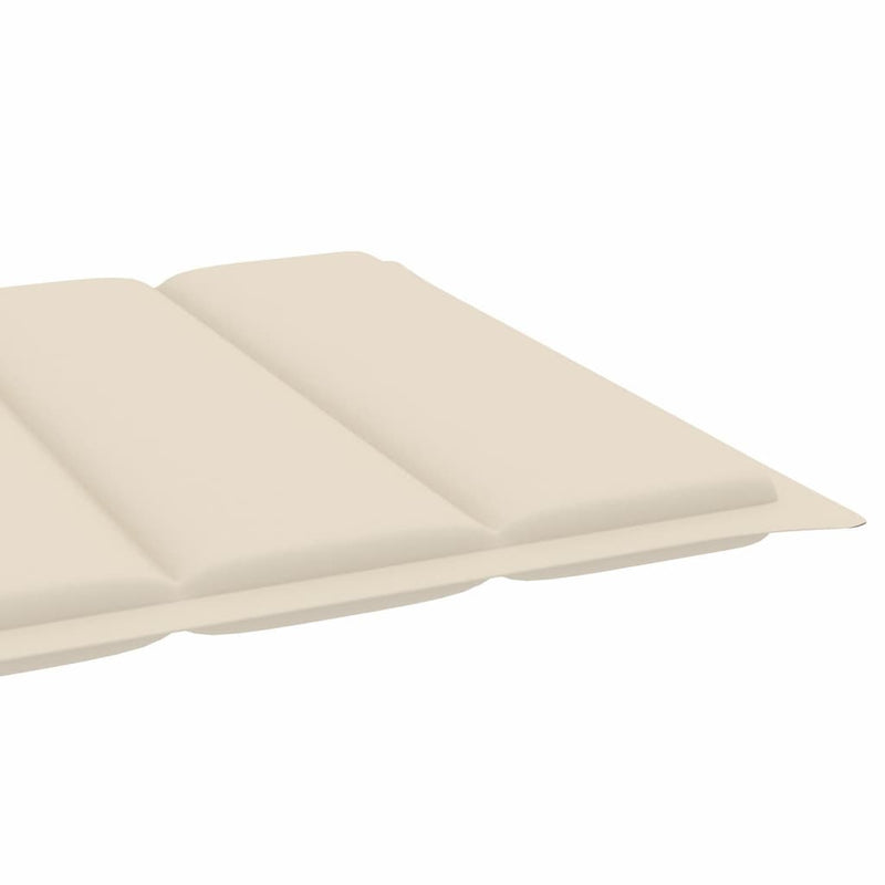 Sun Loungers 2 pcs with Cream Cushion Solid Teak Wood