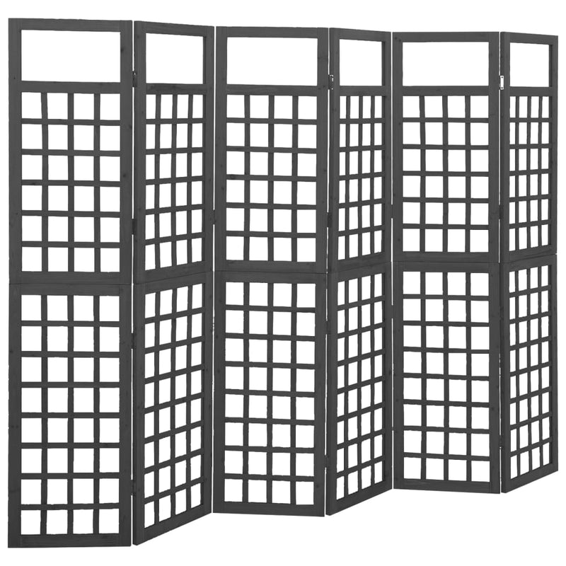 6-Panel Room Divider/Trellis Solid Fir Wood Black 242.5x180 cm