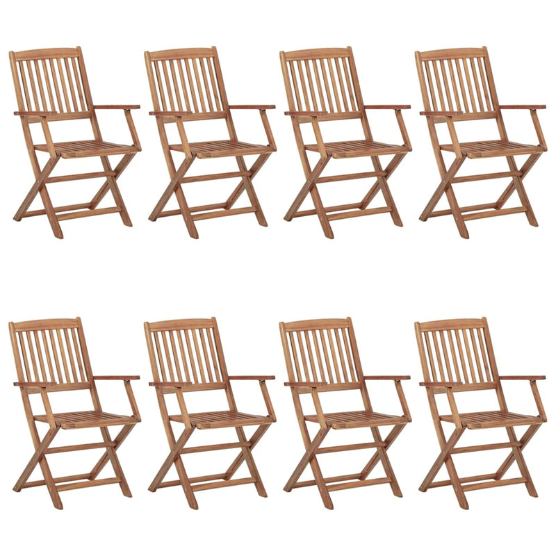 Folding Garden Chairs 8 pcs with Cushions Solid Acacia Wood