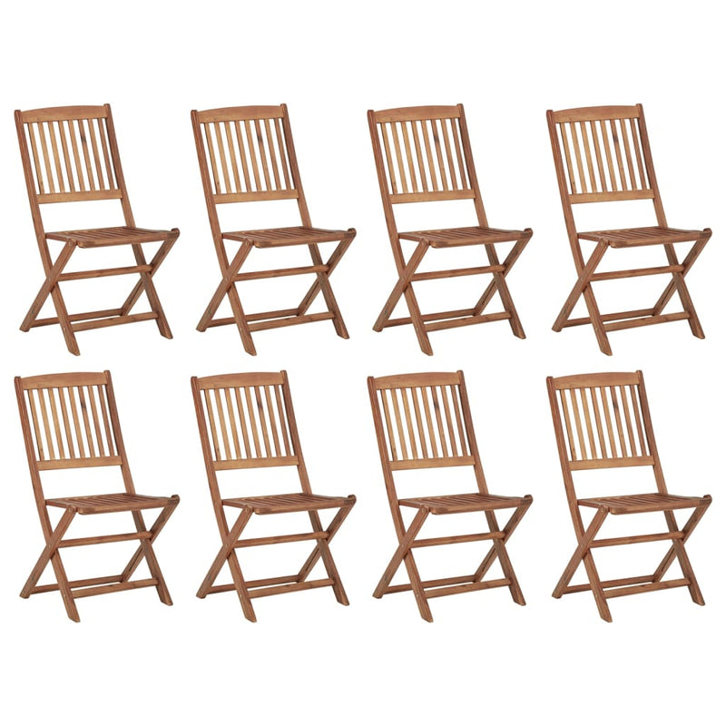 Folding Outdoor Chairs with Cushions 8 pcs Solid Wood Acacia