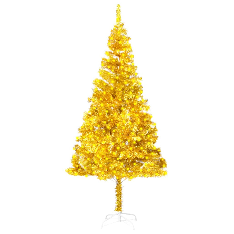 Artificial Pre-lit Christmas Tree with Stand Gold 210 cm PET