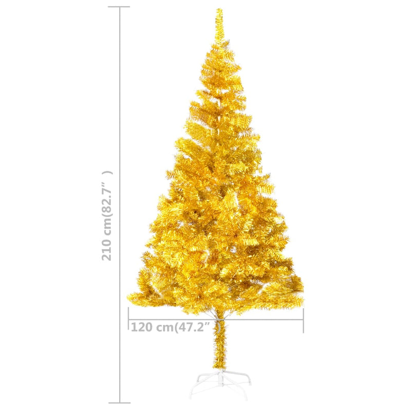 Artificial Pre-lit Christmas Tree with Stand Gold 210 cm PET