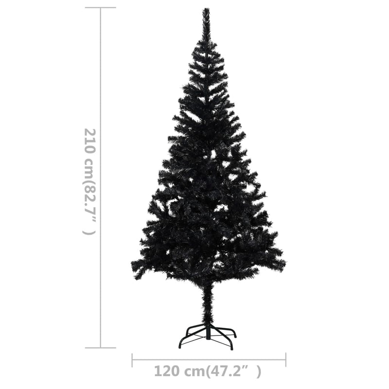 Artificial Pre-lit Christmas Tree with Ball Set Black 210 cm PVC