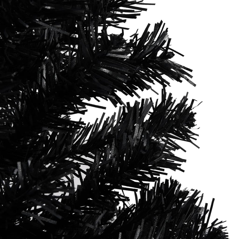 Artificial Pre-lit Christmas Tree with Ball Set Black 180 cm PVC