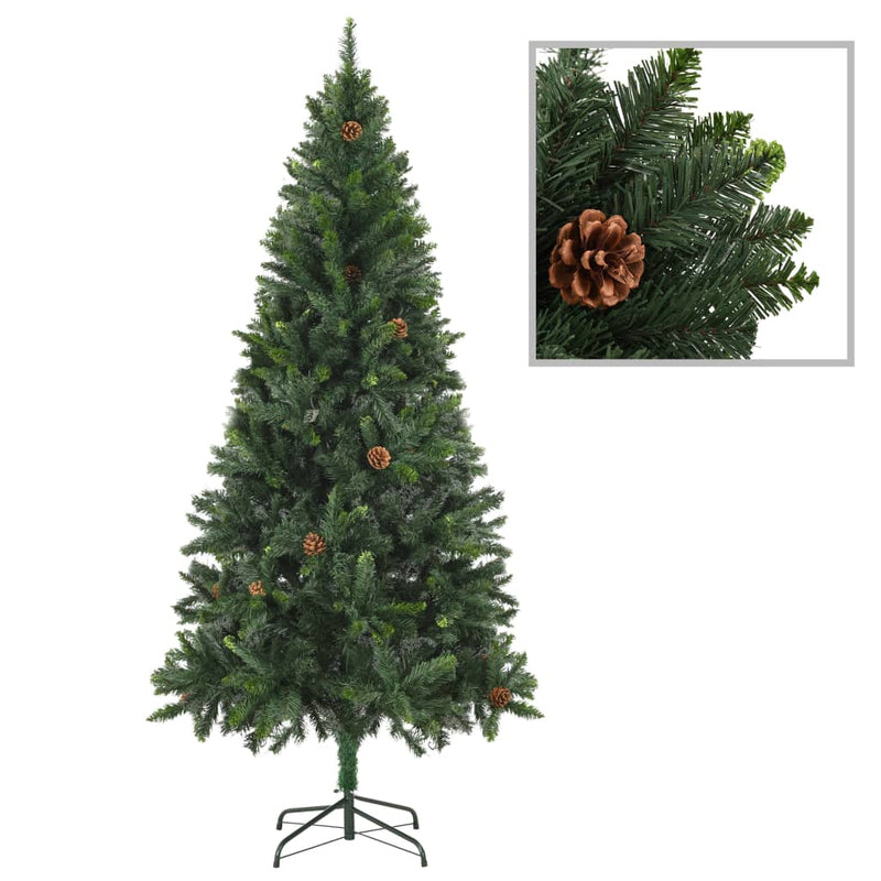 Artificial Pre-lit Christmas Tree with Pine Cones Green 180 cm