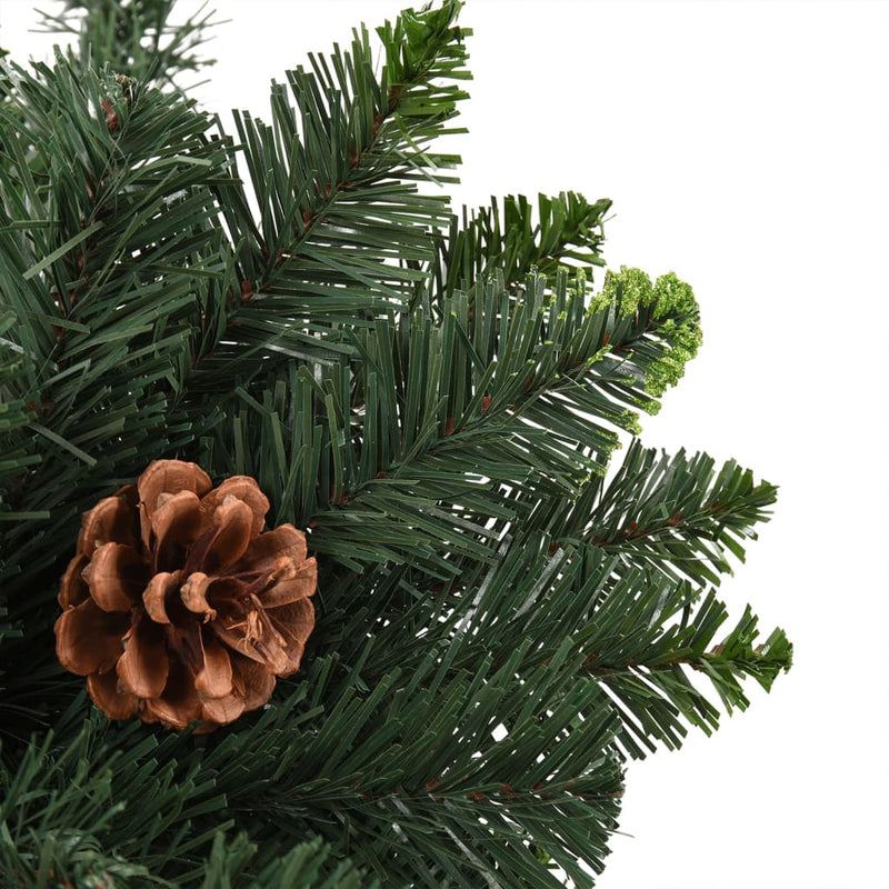 Artificial Pre-lit Christmas Tree with Pine Cones Green 180 cm