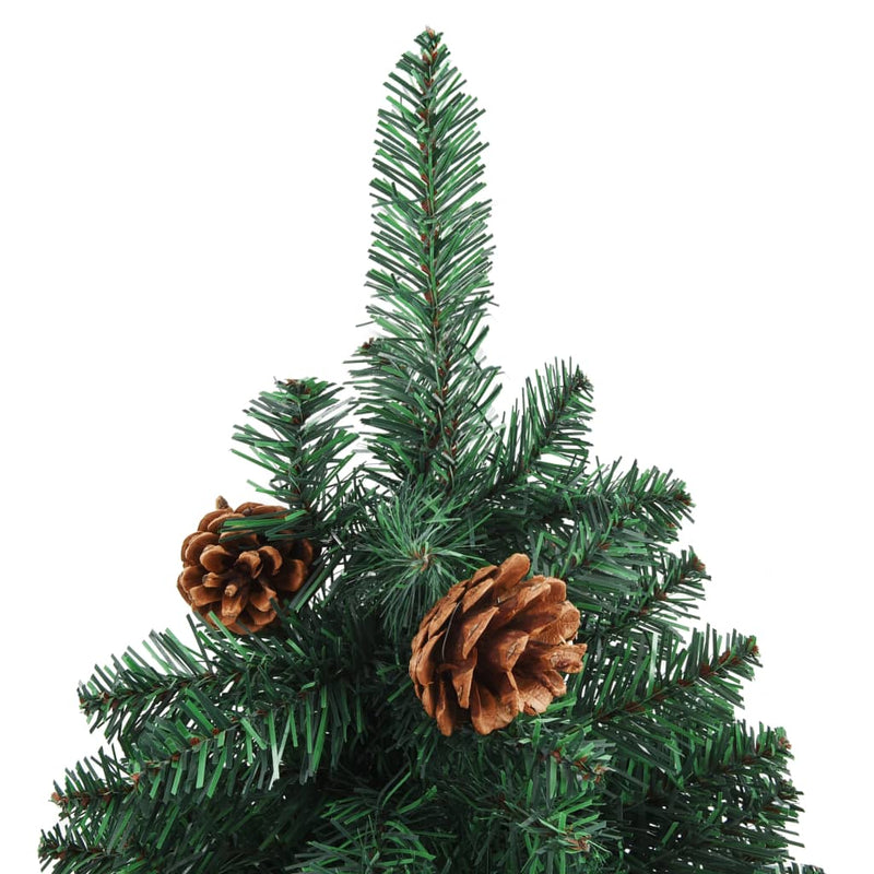 Slim Pre-lit Christmas Tree with Real Wood&Cones Green 180 cm