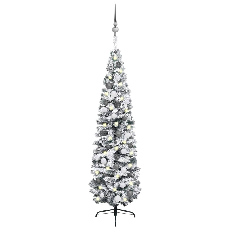 Slim_Artificial_Christmas_Tree_with_LEDs&Ball_Set_Green_240_cm_IMAGE_1