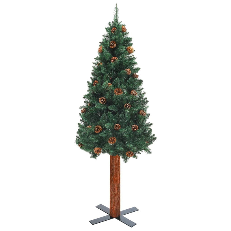 Slim_Christmas_Tree_with_LEDs&Ball_Set_Green_150_cm_PVC_IMAGE_2