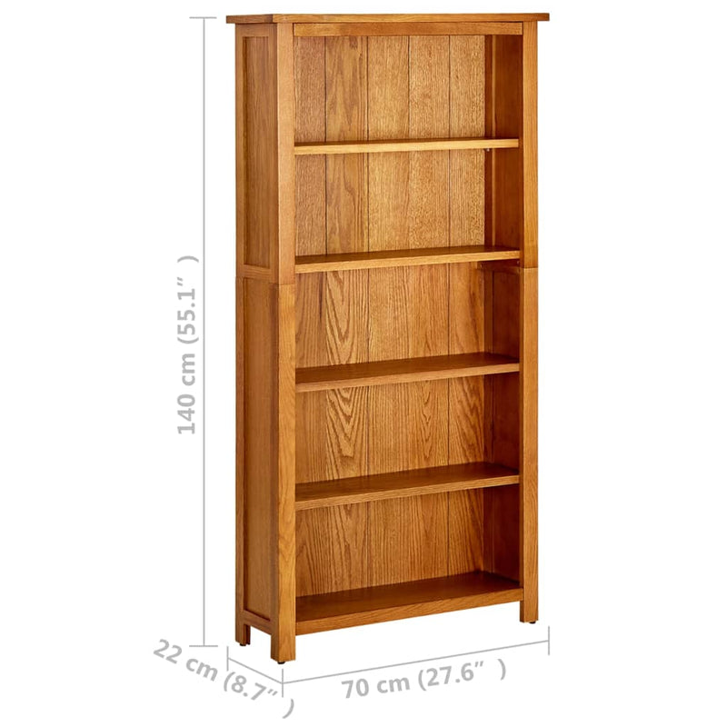 5-Tier_Bookcase_70x22x140_cm_Solid_Oak_Wood_IMAGE_6_EAN:8720286542996