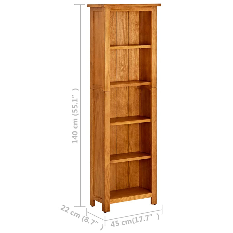 5-Tier_Bookcase_45x22x140_cm_Solid_Oak_Wood_IMAGE_6_EAN:8720286543047