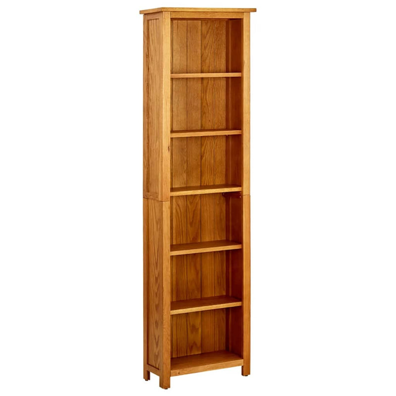 6-Tier_Bookcase_52x22x180_cm_Solid_Oak_Wood_IMAGE_1_EAN:8720286543054