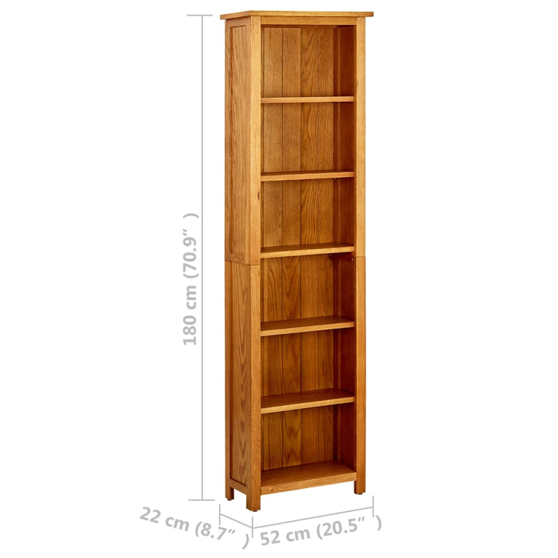 6-Tier_Bookcase_52x22x180_cm_Solid_Oak_Wood_IMAGE_6_EAN:8720286543054