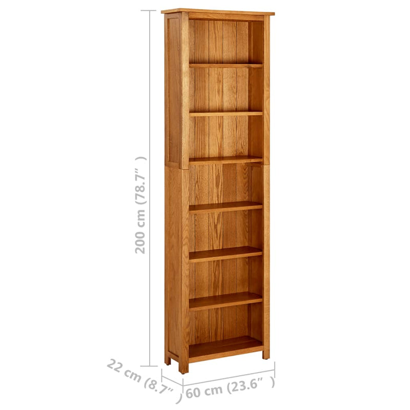 7-Tier_Bookcase_60x22x200_cm_Solid_Oak_Wood_IMAGE_6