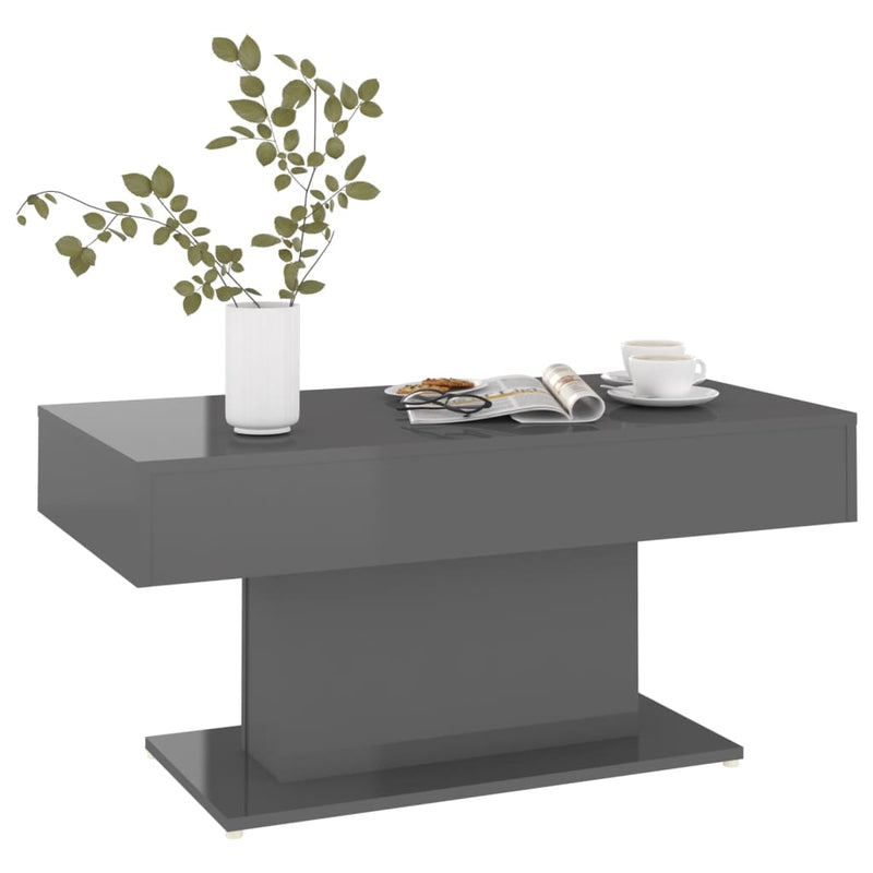 Coffee Table High Gloss Grey 96x50x45 cm Engineered Wood