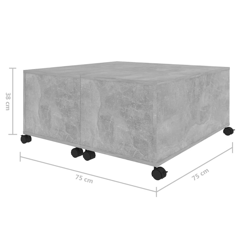 Coffee Table Concrete Grey 75x75x38 cm Engineered Wood