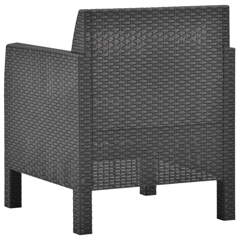 2 Piece Garden Lounge Set with Cushions PP Rattan Anthracite