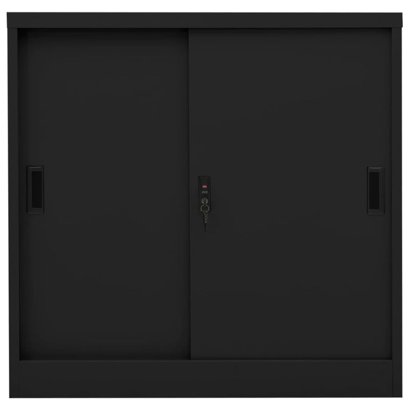 Office Cabinet with Sliding Door Black 90x40x90 cm Steel