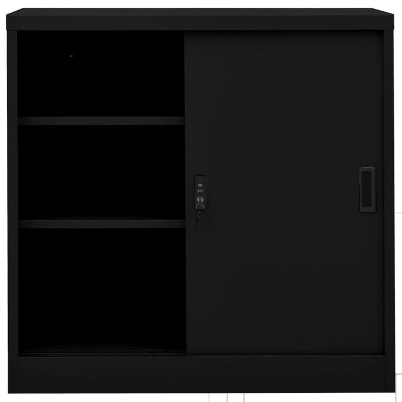 Office Cabinet with Sliding Door Black 90x40x90 cm Steel