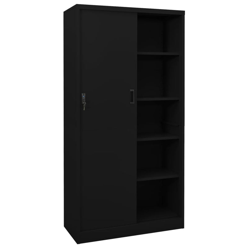 Office Cabinet with Sliding Door Black 90x40x180 cm Steel