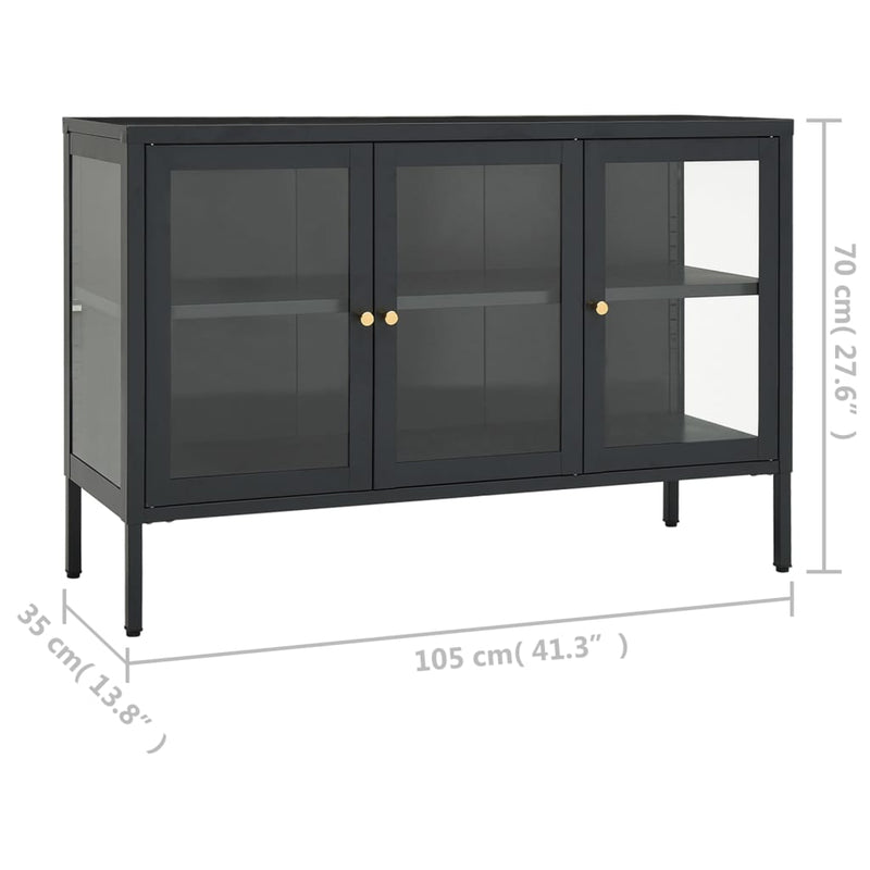 Sideboard Anthracite 105x35x70 cm Steel and Glass