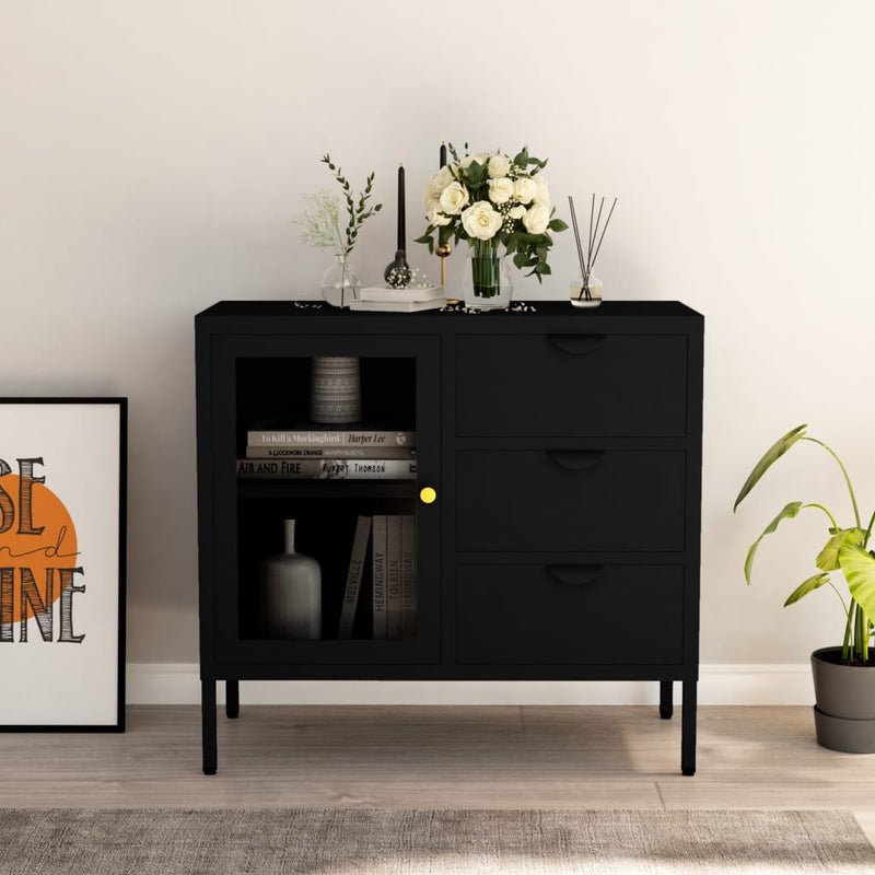 Sideboard_Black_75x35x70_cm_Steel_and_Tempered_Glass_IMAGE_1_EAN:8720286564387