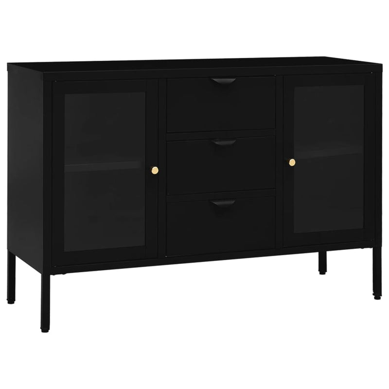 Sideboard_Black_105x35x70_cm_Steel_and_Tempered_Glass_IMAGE_2_EAN:8720286564417