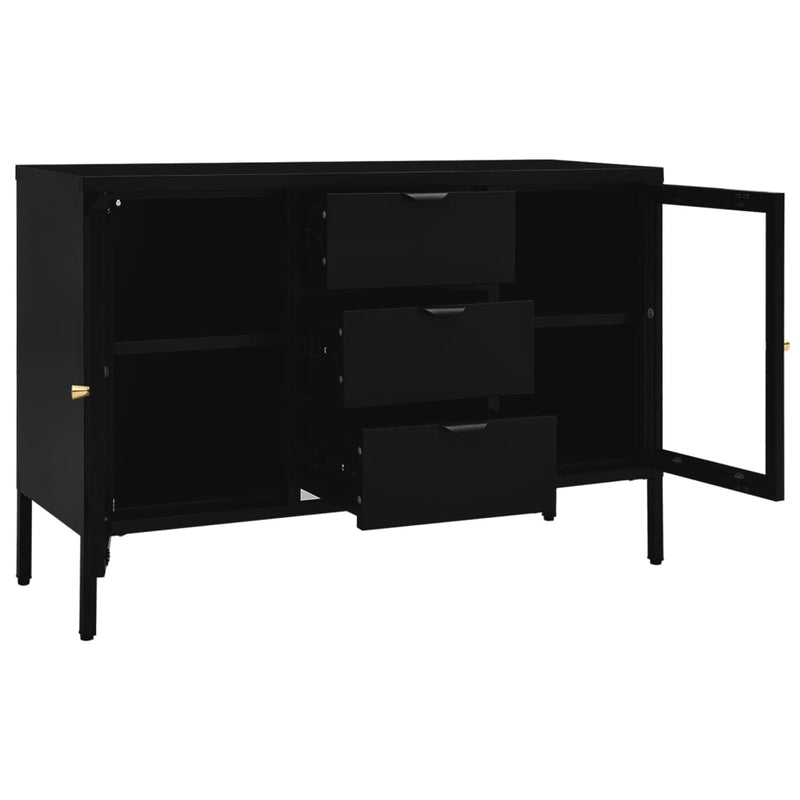 Sideboard_Black_105x35x70_cm_Steel_and_Tempered_Glass_IMAGE_6_EAN:8720286564417