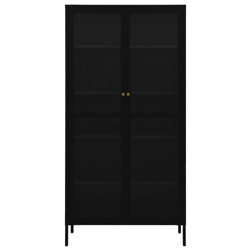 Display Cabinet Black 90x40x180 cm Steel and Tempered Glass