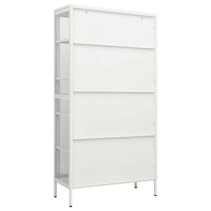 Display Cabinet White 90x40x180 cm Steel and Tempered Glass