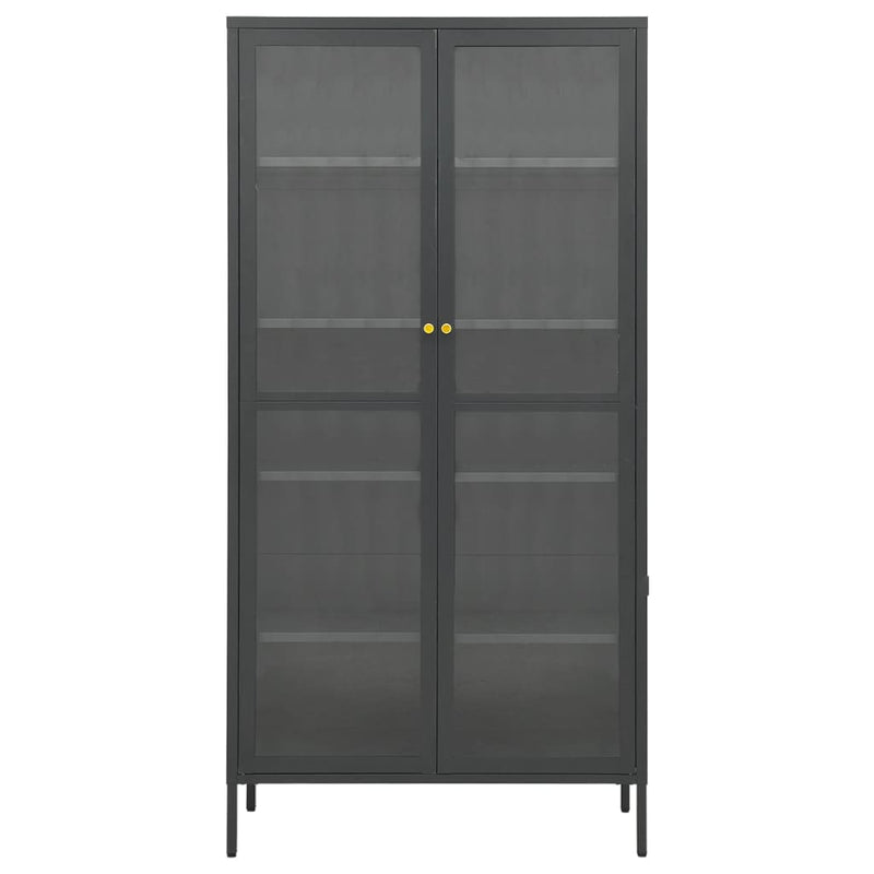 Display Cabinet Anthracite 90x40x180 cm Steel and Tempered Glass