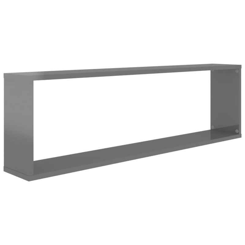 Wall Cube Shelves 6 pcs High Gloss Grey 100x15x30 cm Engineered Wood