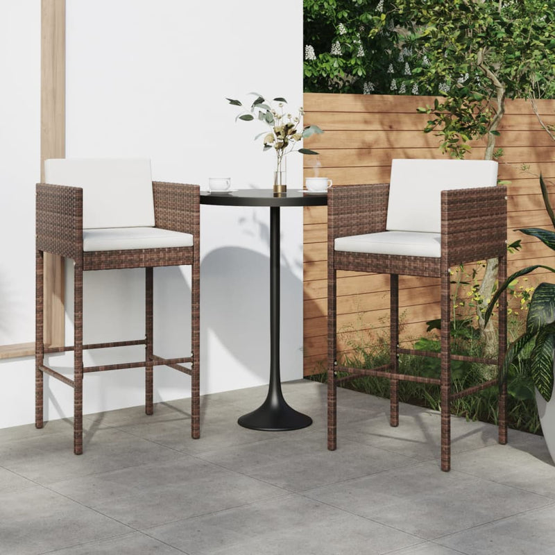 Bar_Stools_2_pcs_with_Cushions_Brown_Poly_Rattan_IMAGE_1_EAN:8720286638163