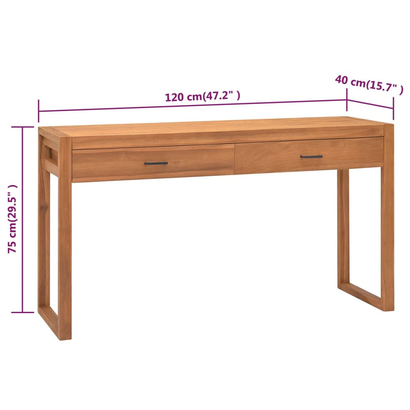 Desk with 2 Drawers 120x40x75 cm Solid Wood Teak