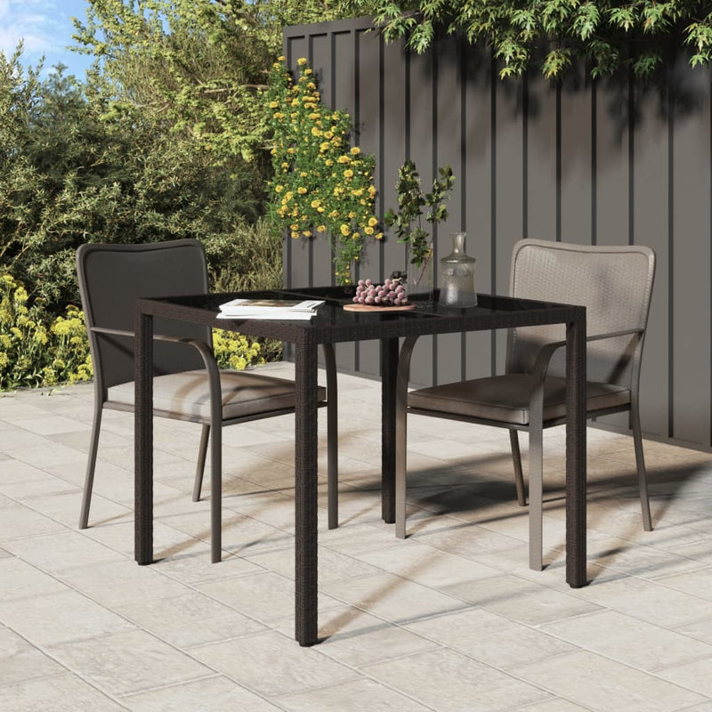 Garden_Table_90x90x75_cm_Tempered_Glass_and_Poly_Rattan_Brown_IMAGE_1