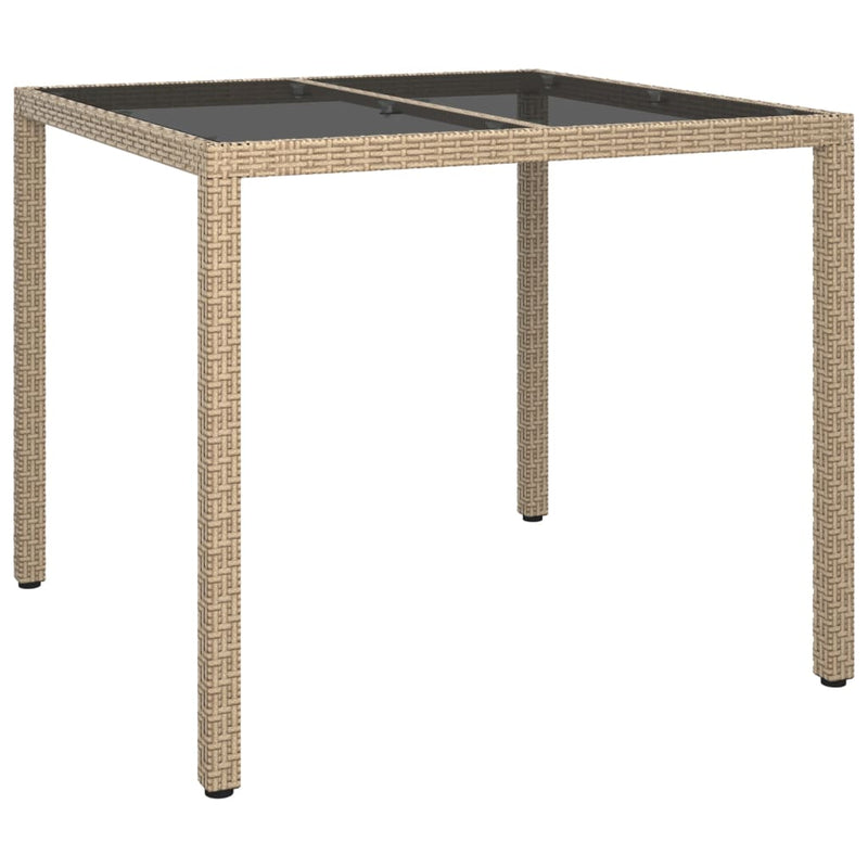 Garden_Table_90x90x75_cm_Tempered_Glass_and_Poly_Rattan_Beige_IMAGE_2