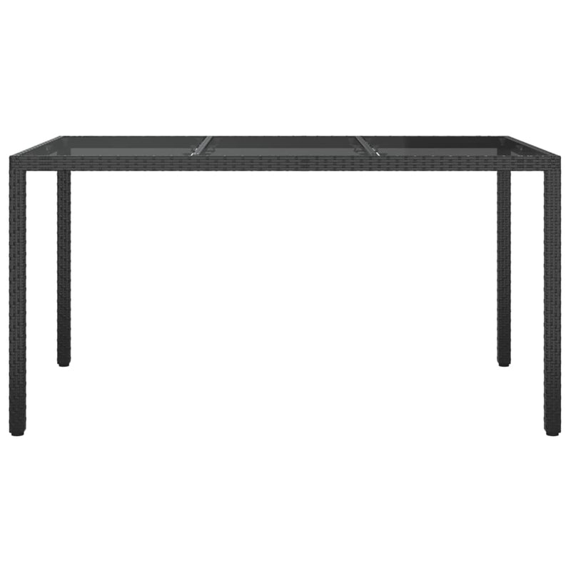 Garden_Table_150x90x75_cm_Tempered_Glass_and_Poly_Rattan_Black_IMAGE_3
