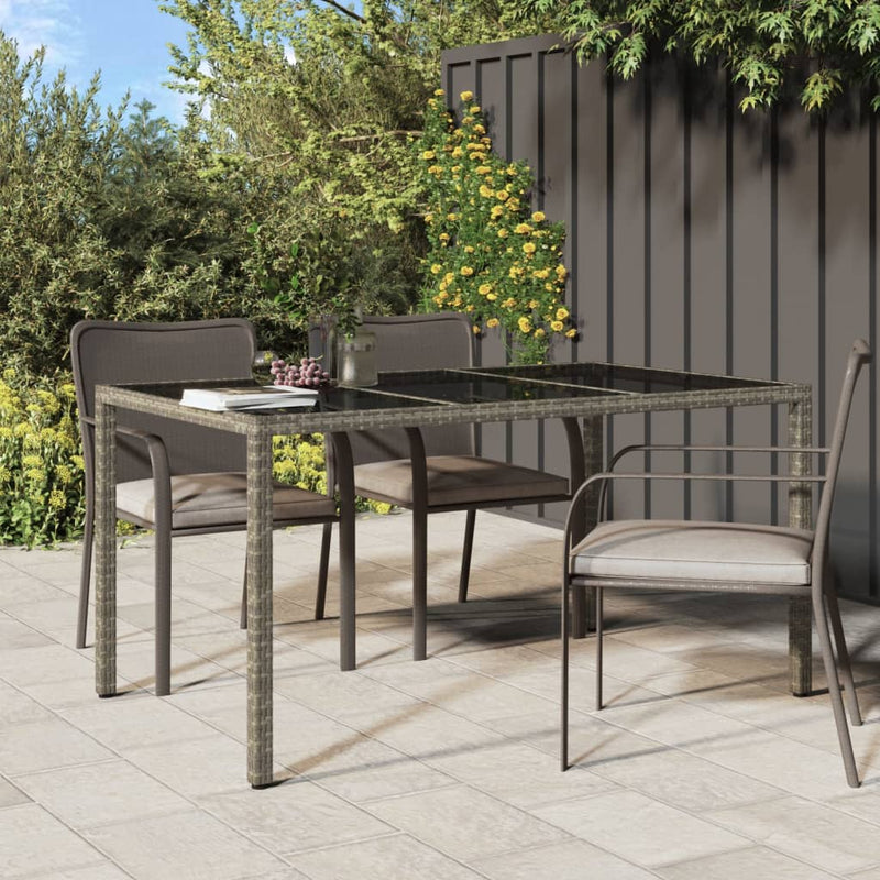 Garden_Table_150x90x75_cm_Tempered_Glass_and_Poly_Rattan_Grey_IMAGE_1