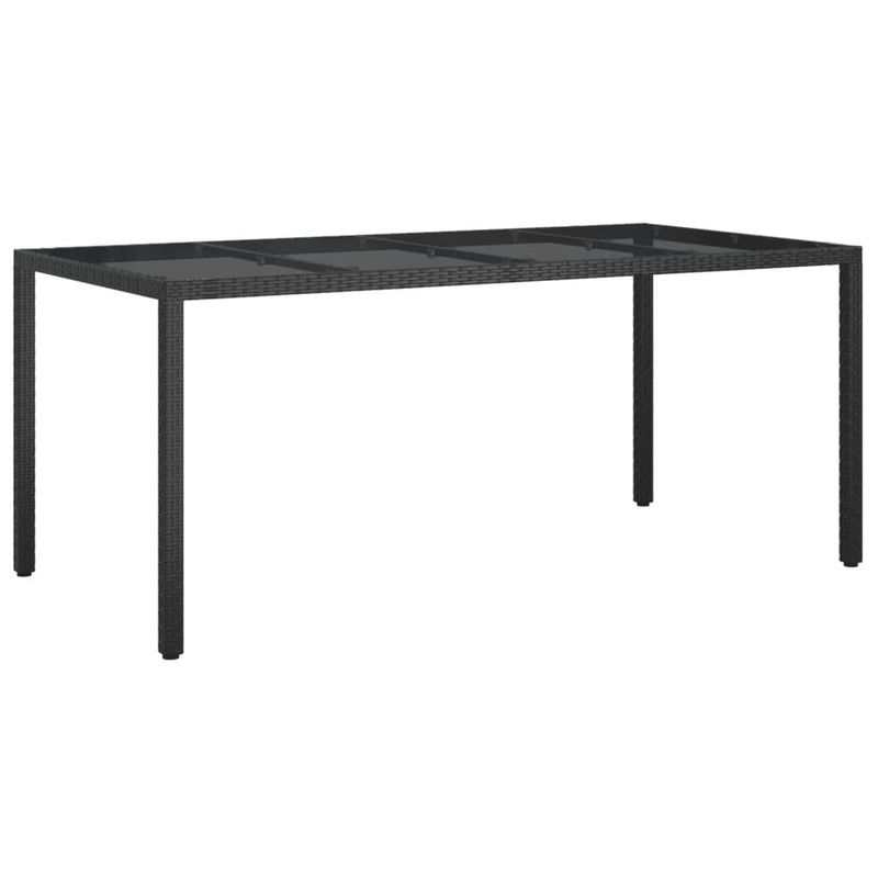 Garden_Table_Black_190x90x75_cm_Tempered_Glass_and_Poly_Rattan_IMAGE_2