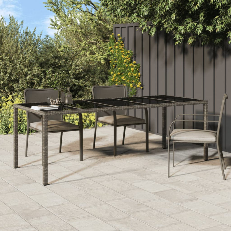 Garden_Table_Grey_250x100x75_cm_Tempered_Glass_and_Poly_Rattan_IMAGE_1