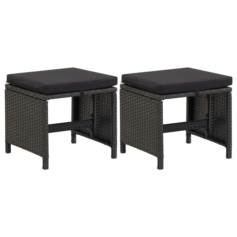 Garden_Stools_with_Cushions_2_pcs_Poly_Rattan_Black_IMAGE_1