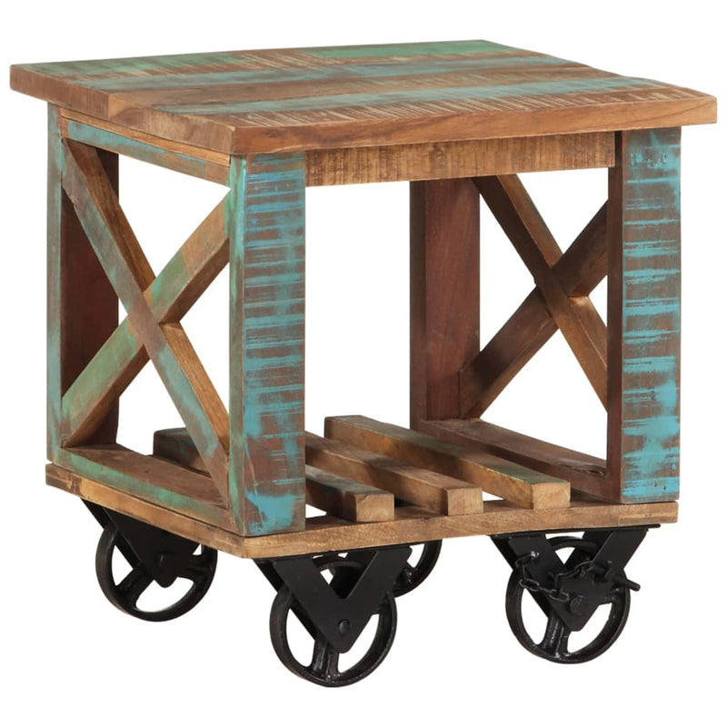 Side Table with Wheels 40x40x42 cm Solid Wood Reclaimed