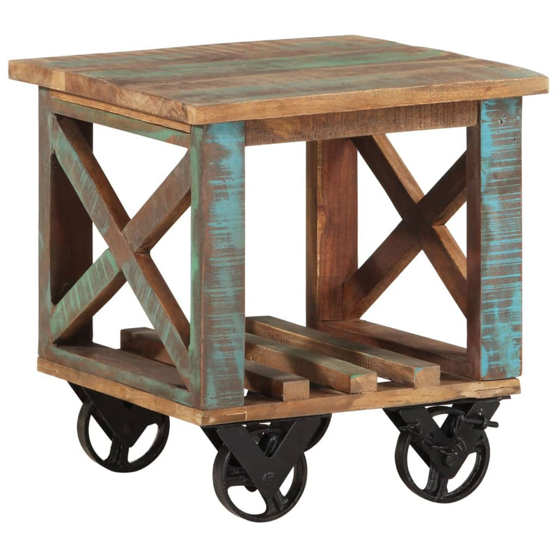 Side Table with Wheels 40x40x42 cm Solid Wood Reclaimed