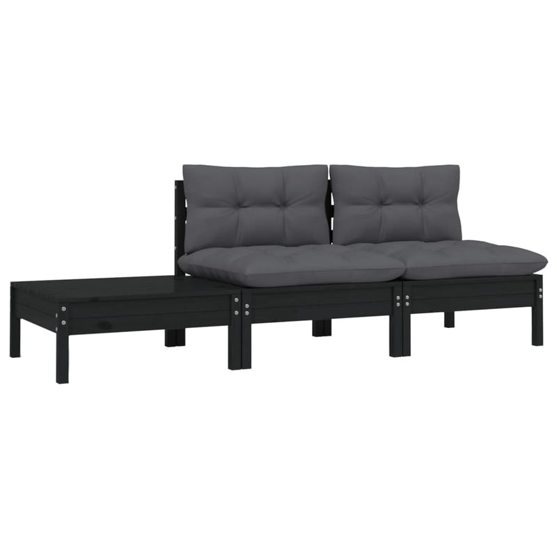 3_Piece_Garden_Lounge_Set_with_Cushions_Black_Solid_Pinewood_IMAGE_2_EAN:8720286671184