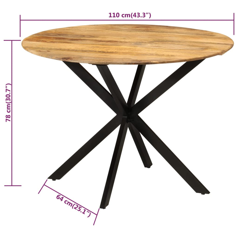 Dining Table Ø110x78 cm Solid Wood Mango and Steel