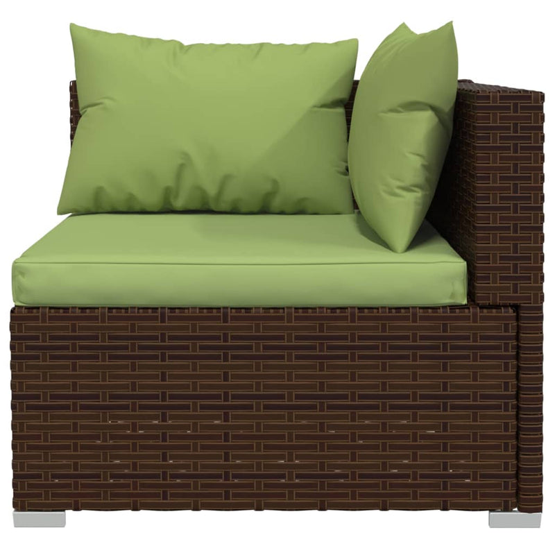 3-Seater Sofa with Cushions Brown Poly Rattan