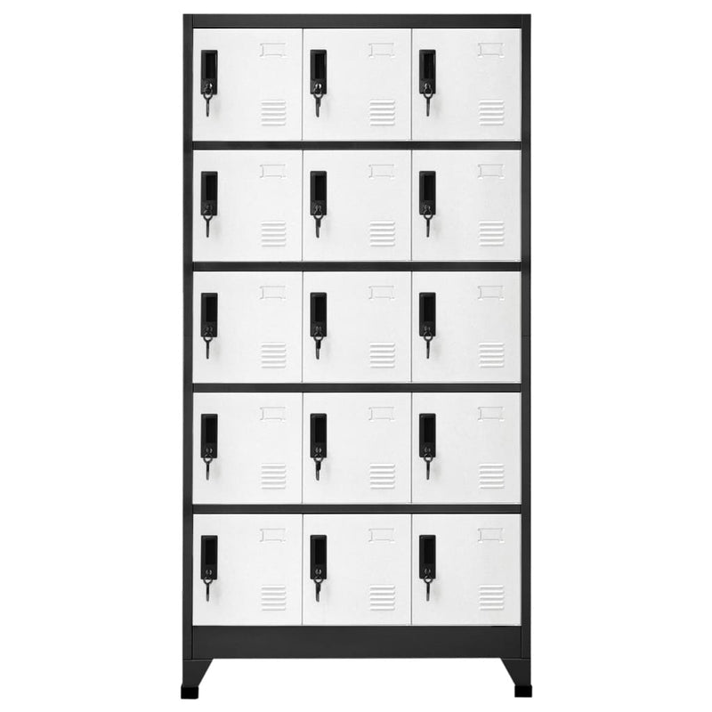 Locker_Cabinet_Anthracite_and_White_90x40x180_cm_Steel_IMAGE_2_EAN:8720286701300