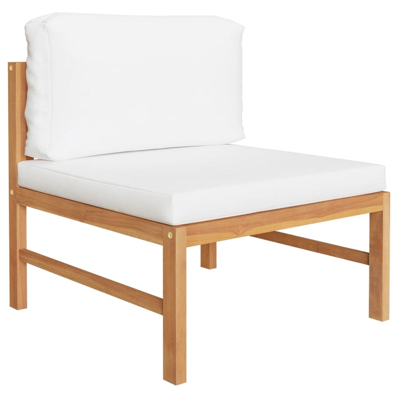 5 Piece Garden Lounge Set with Cream Cushions Solid Teak Wood