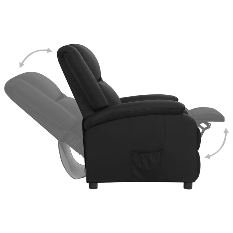 Recliner Chair Black Real Leather